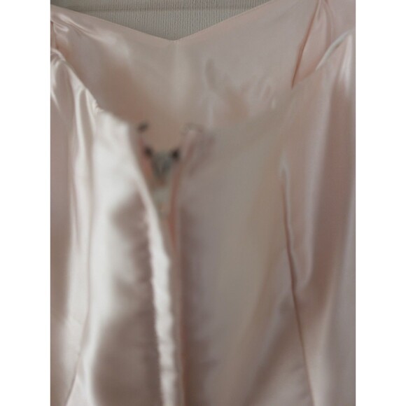 Vintage FLIRTATIONS 80s Prom Dress M Pink Satin Lace Strapless Union ILGWU USA - Picture 7 of 13